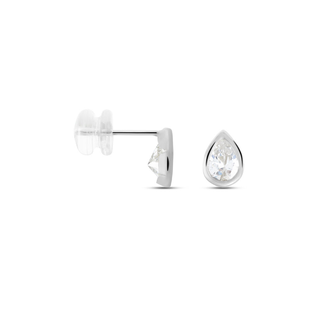 Boucles D'oreilles Puces Amaranthus Or Blanc Oxyde