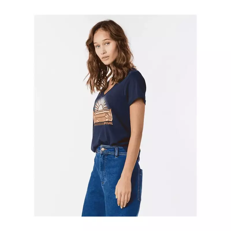 Teeshirt femme RIPCURL V Standard Tee Navy