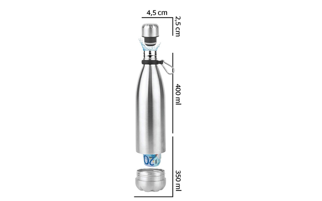 kh-Security Hidden Safe (Ausführung: Edelstahlflasche) Silber