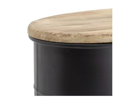 Tabouret et seau à pellets avec pelle Au coin du feu Métal noir Arbre