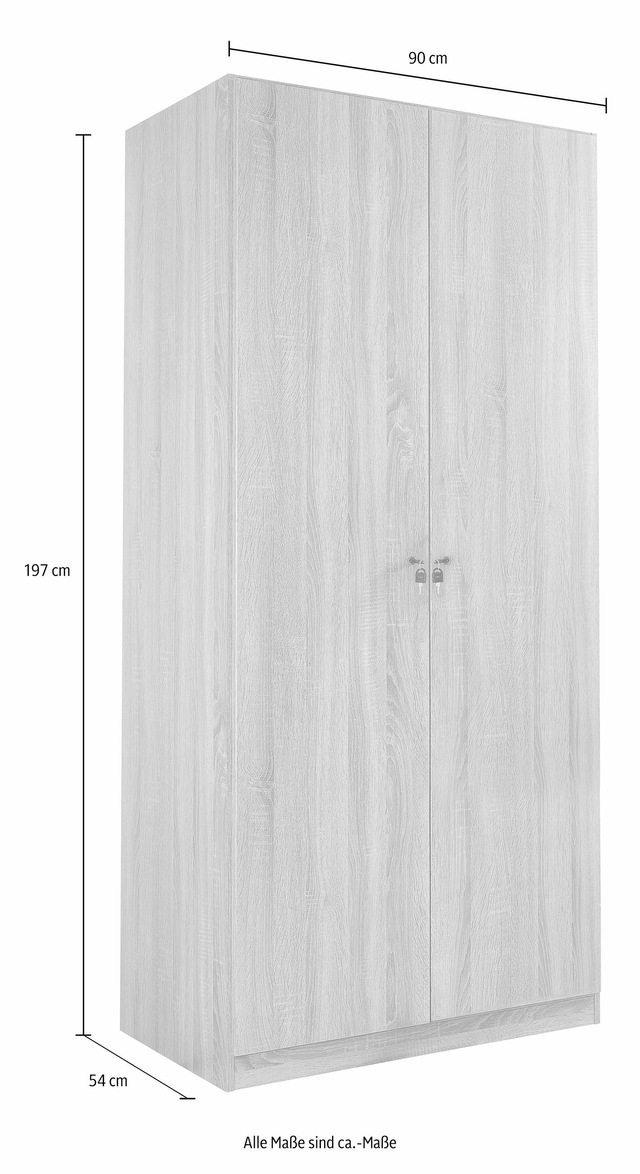 rauch Kleiderschrank »Schrank Garderobe Garderobenschrank Putzschrank Wäscheschrank BERGHEIM« Breite/Höhe/Tiefe: 91/197/54 cm,  viel Stauraum, abschliessbar mit gesamt 4 Schlüsseln, MADE IN GERMANY