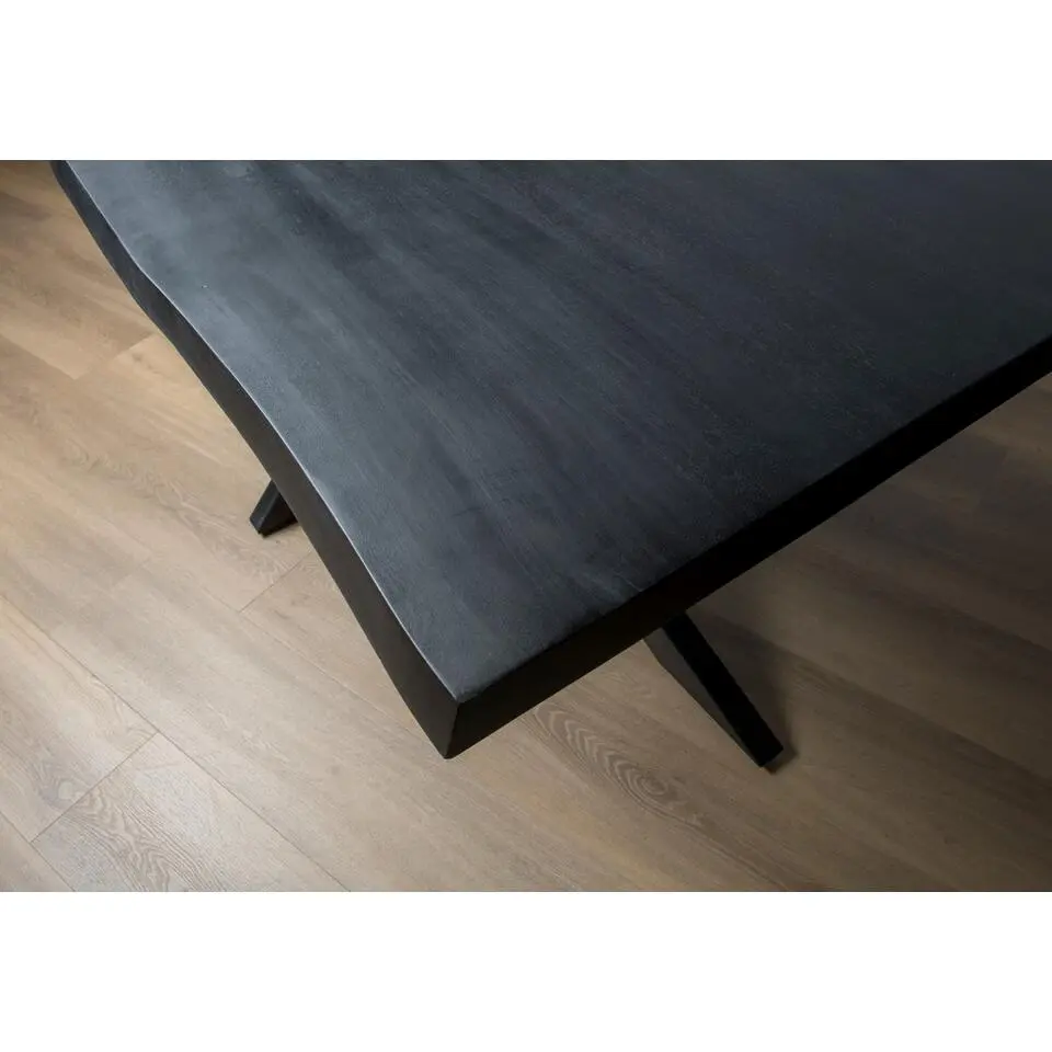 Livingfurn - Zwarte Eetkamertafel Kala - Mangohout - 220 cm