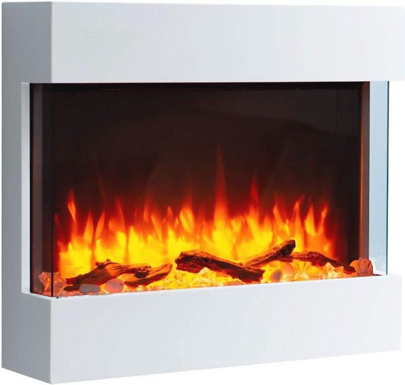Wandgemonteerde Elektrische Haard - Off-white - 76 cm - Programmeerbare Afstandsbediening