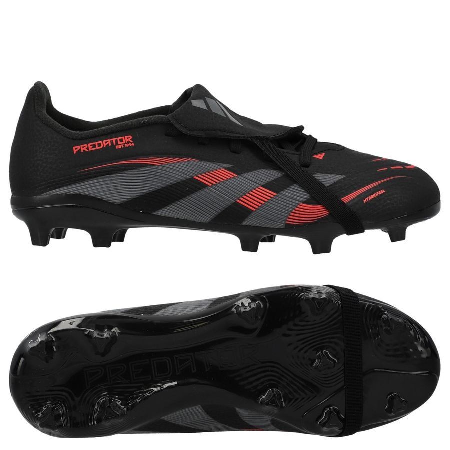 adidas Predator League Fold-over Tongue FG Stealth Victory - Noir/Gris/Lucid Red Enfant