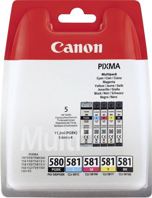 Canon - PGI-580 PGBK/CLI-581 CMYBK Multipack - Cyaan, Magenta, Geel, Zwart - Cartridge set