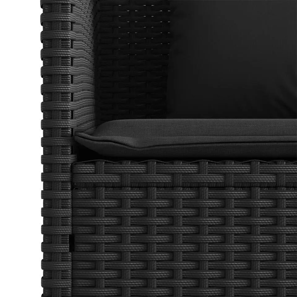 vidaXL - Tuinbank met kussens - Zwart - Poly rattan - 113x61x87 cm