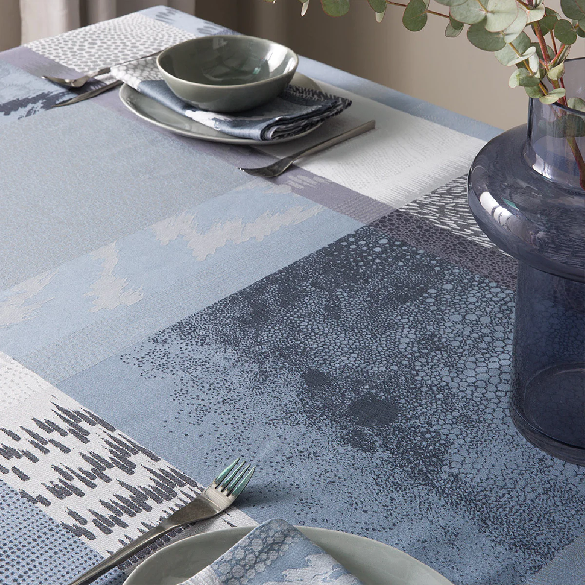 Nappe pur coton gris 180X300 Garnier Thiebaut