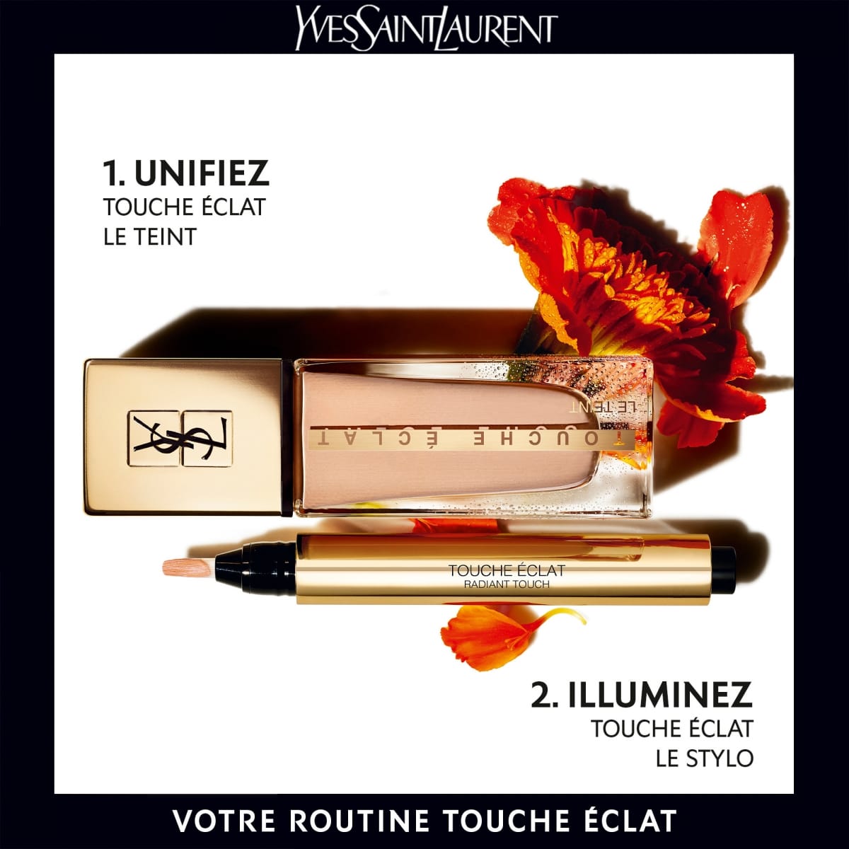 YVES SAINT LAURENT Touche Éclat Le Teint Fond de teint hydratant &  tenue 24H, naturel &  lumineux