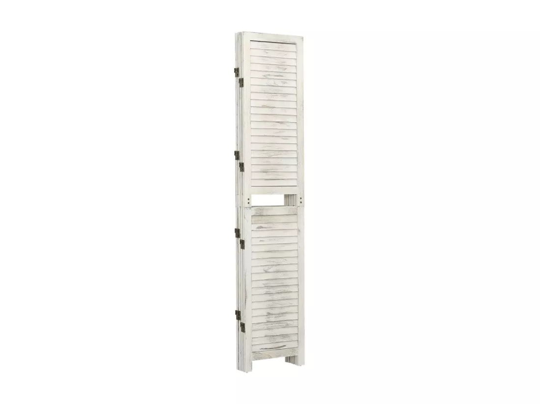 Cloison de séparation 4 panneaux Blanc antique 140x165 cm Bois