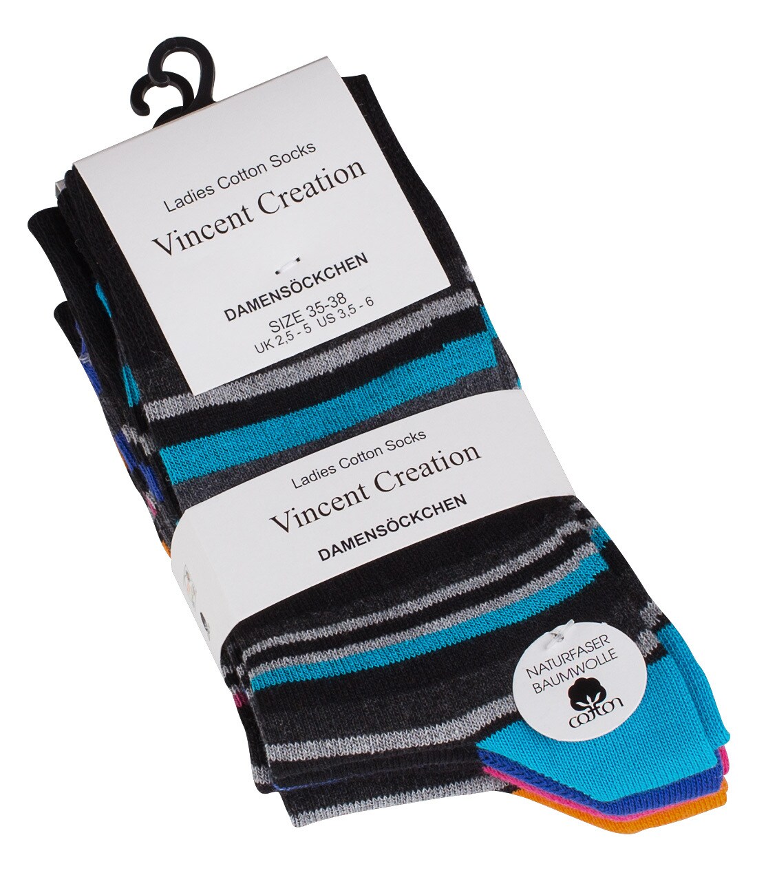Vincent Creation® Damen Socken 8 Paar mit Streifen