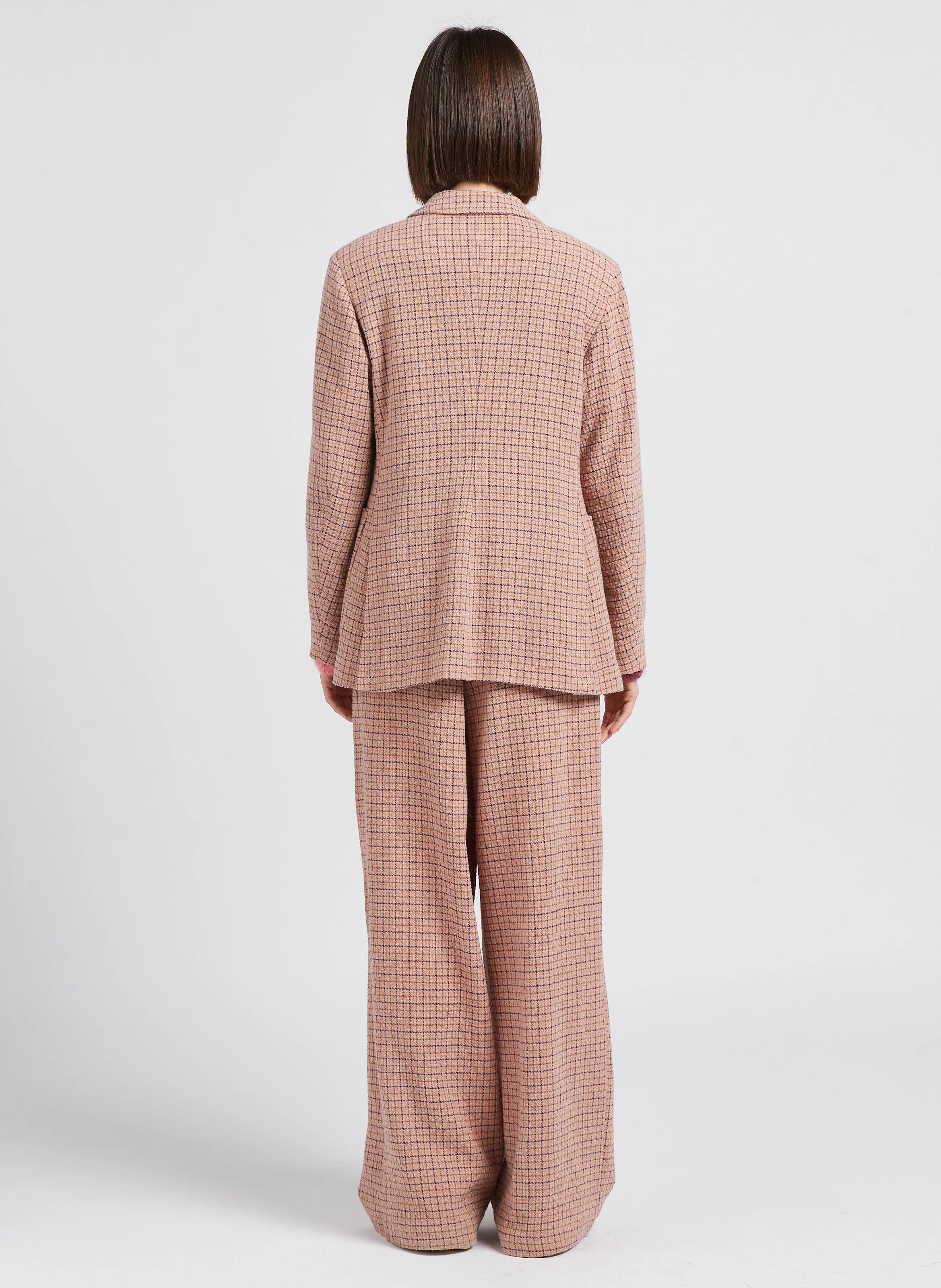 RENAUD - Pantalon large en laine mélangée | Rose