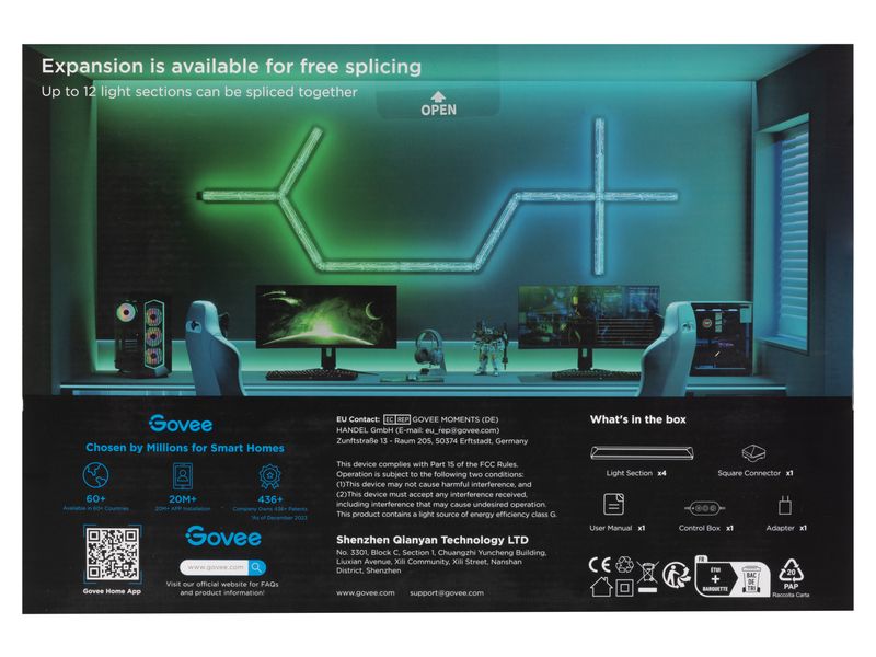 Govee Gaming Wandleuchte, RGBIC, WiFi   BT   Matter LED-Wandleuchte