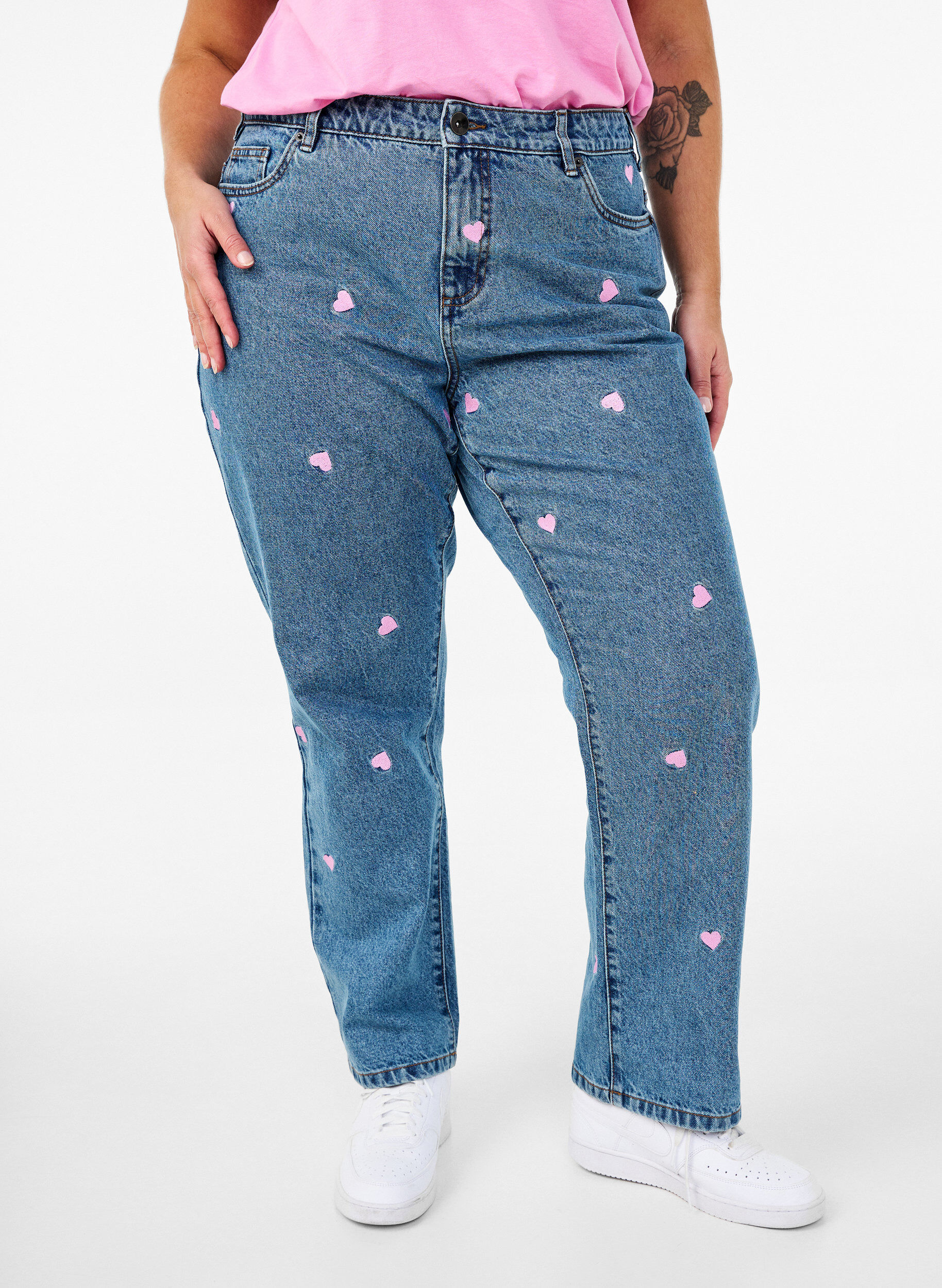 Højtaljede Gemma jeans med hjerter