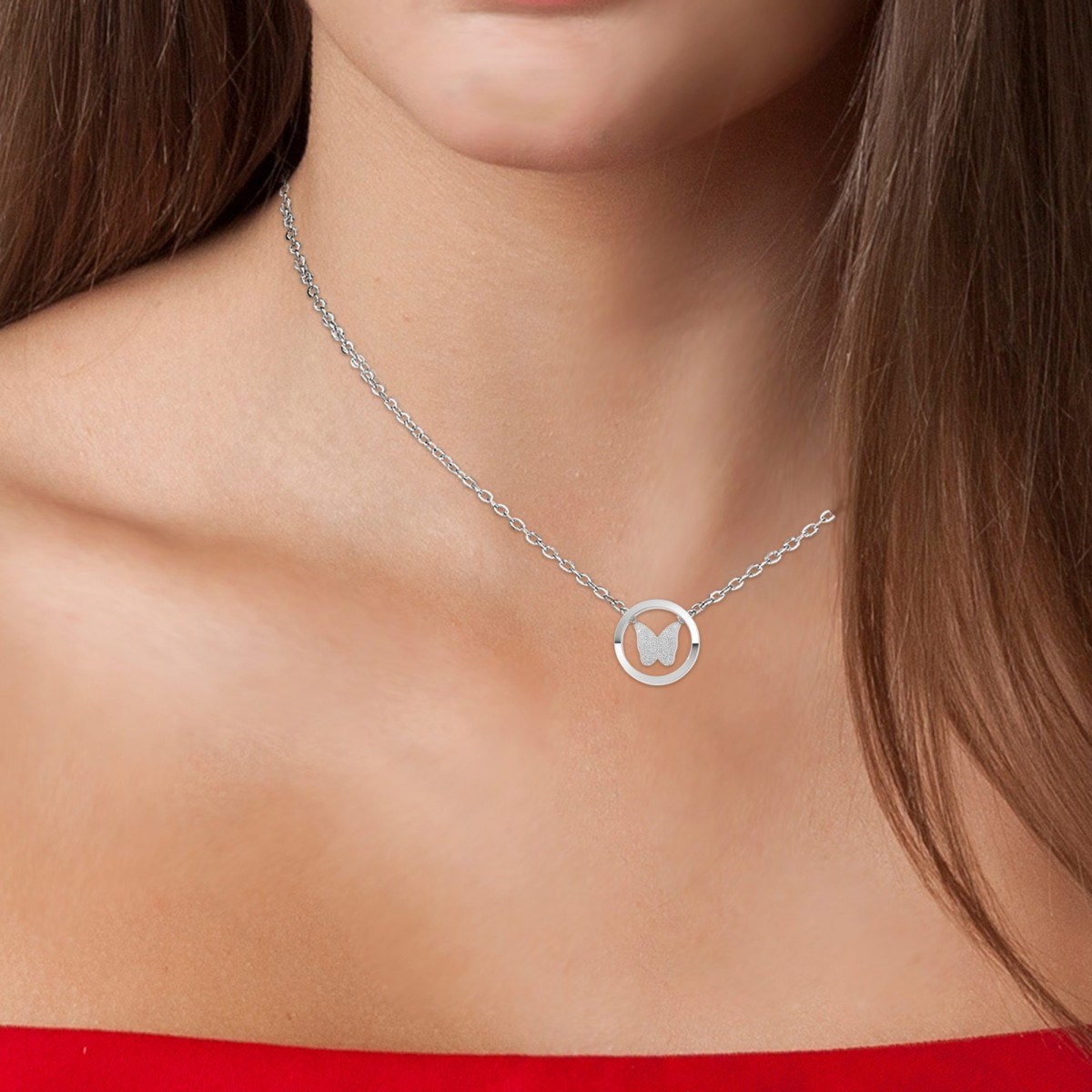 Collier papillon SC Crystal orné de Cristaux scintillants