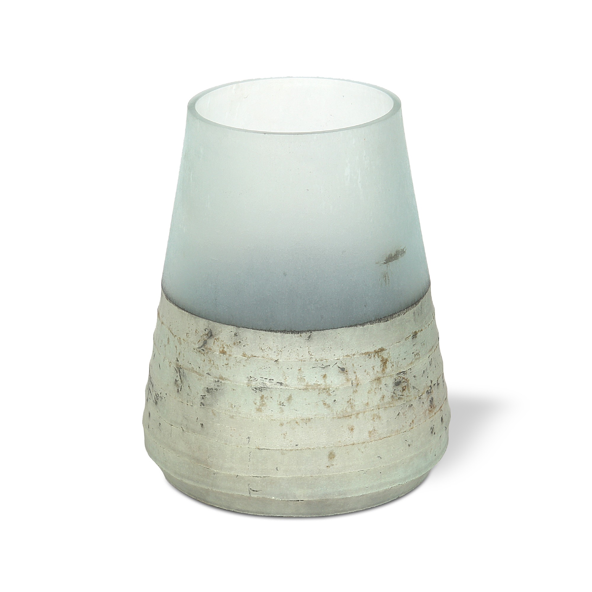 Windlicht 'Ocean', antik silber, weiß, Ø 13 cm, H 15 cm von fischer's lagerhaus