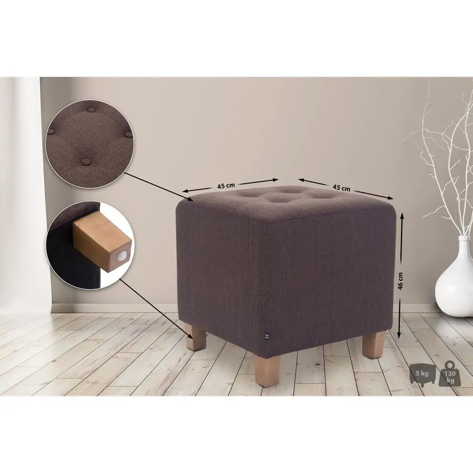 CLP Hocker Pharao antiek licht Frame - Stof - bruin