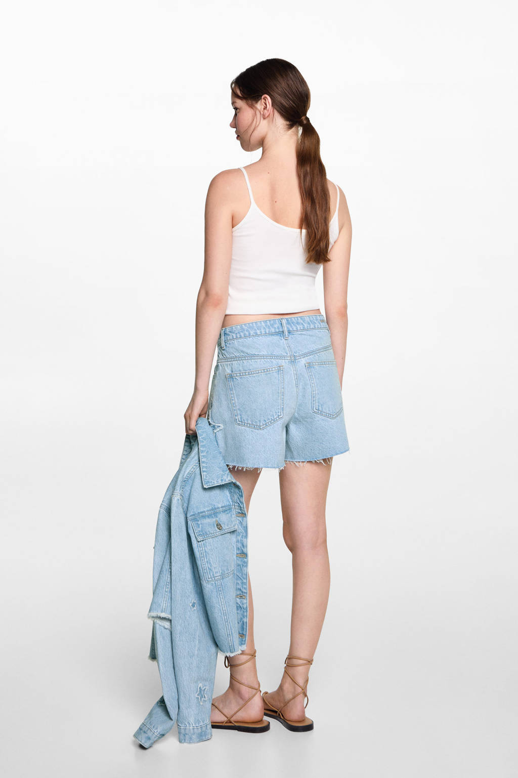 MANGO TEEN straight fit denim short lichtblauw