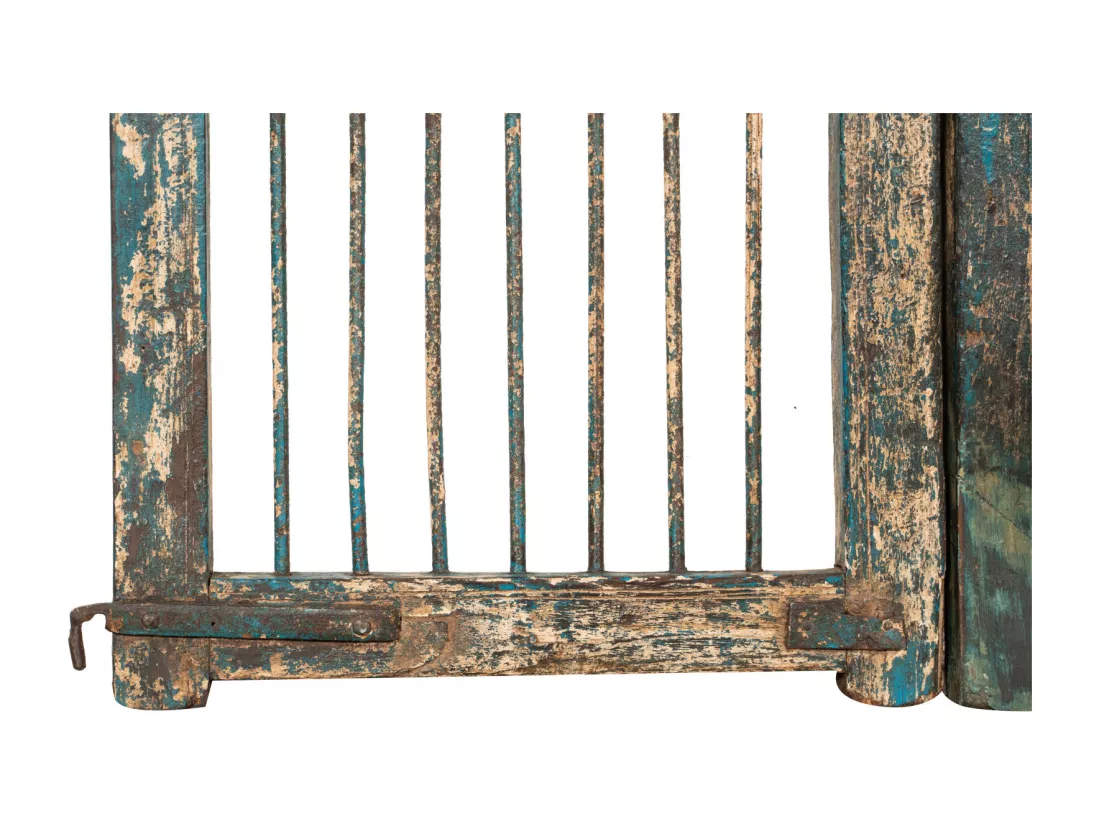 BISCOTTINI Portail - Bois Massif et Fer Finition Antique - Clôture en Fer - Portail en Métal - Porte Décorative - Portail d'Entrée - Clôture en Bois - Intérieur et Extérieur - 100x6x102cm