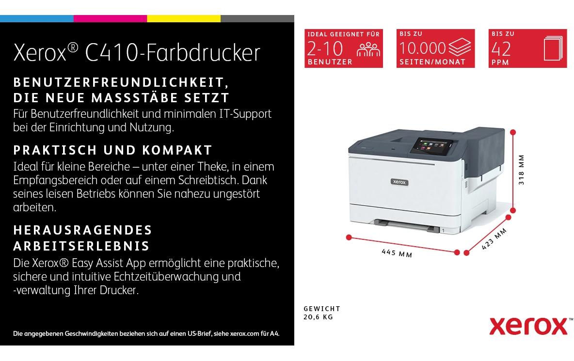 Drucker C410<br>Netzwerkfähiger Farblaserdrucker mit Duplexeinheit