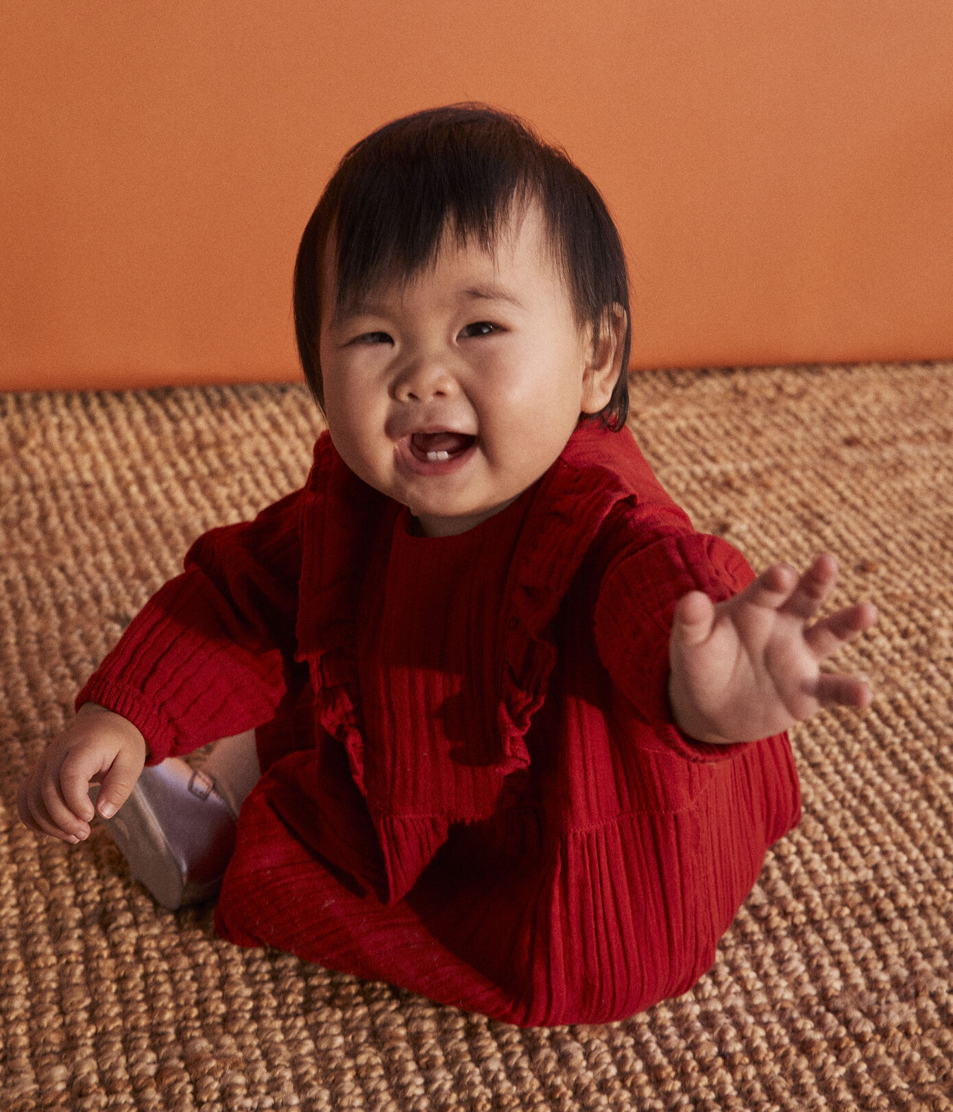 Robe manches longues bébé en gaze de coton