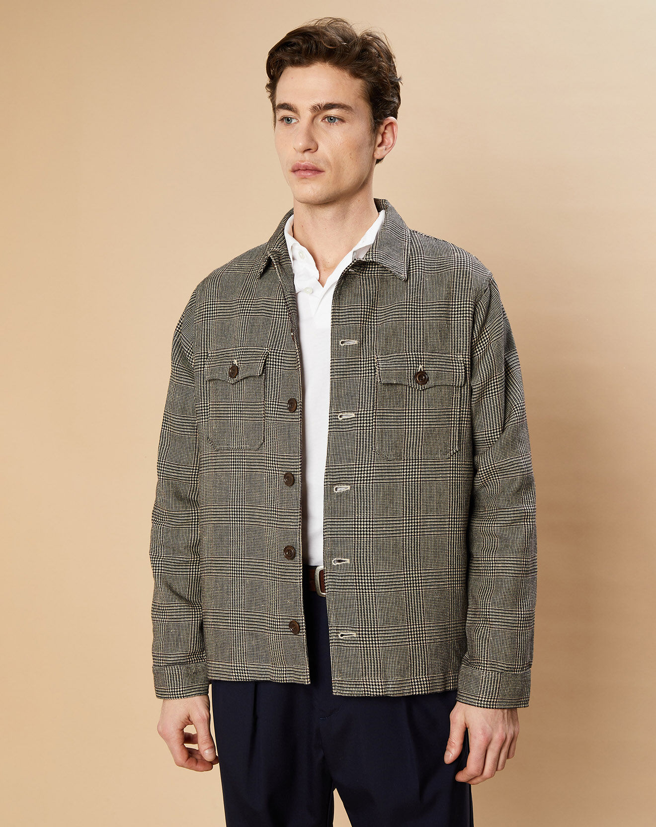 Hartford Veste en Lin & Coton Day marron/beige