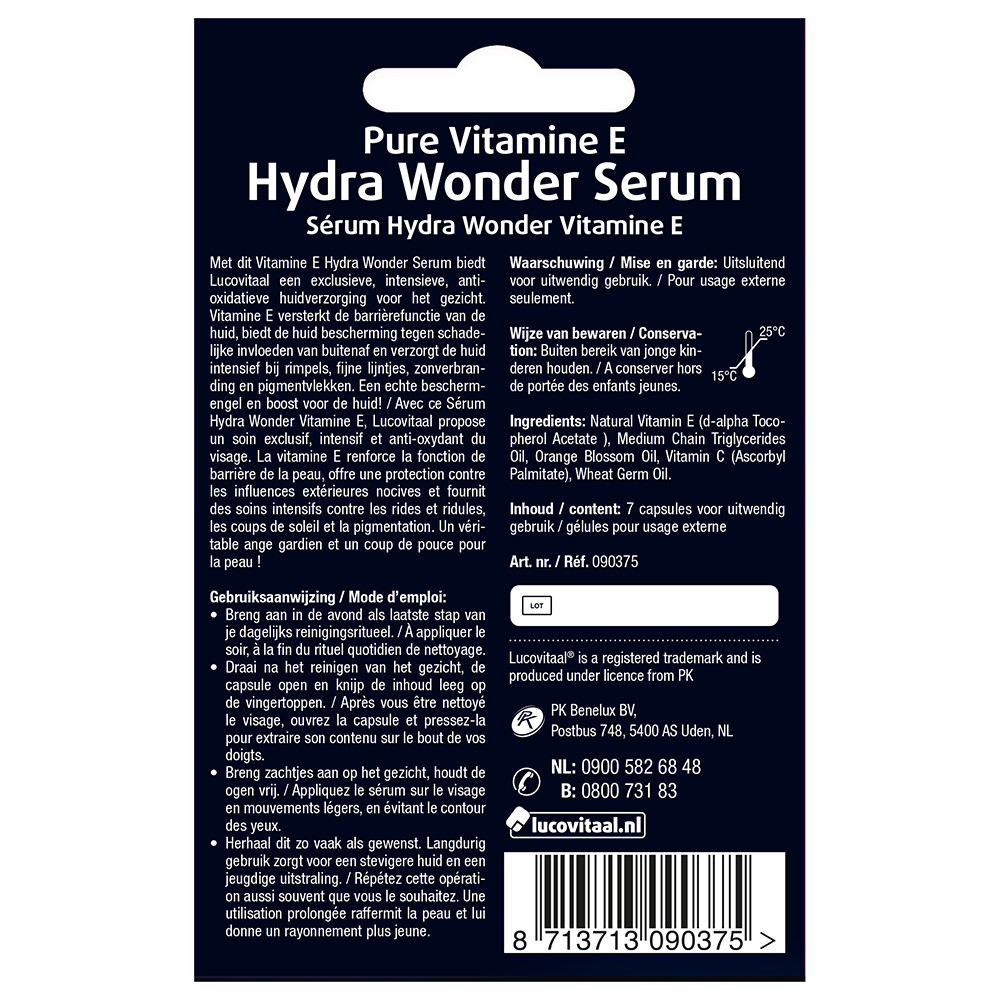 2x Lucovitaal Vitamine E Hydra Wonder Serum 7 Capsules