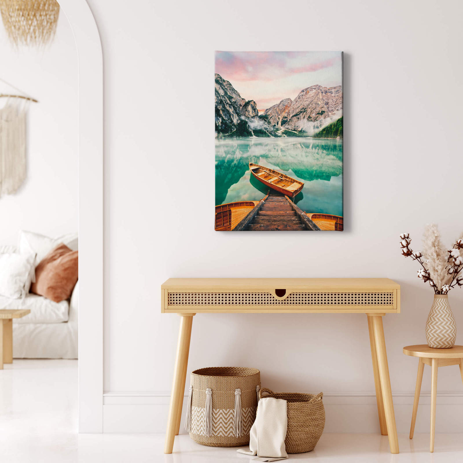 Leinwandbild LAGO DI BRAIES - türkis-braun - 50x70 cm