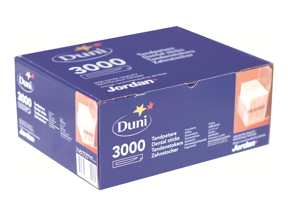 Tandstikkere Jordan træ - separat indpakket - 3000stk/pak - (3000 stk.)
