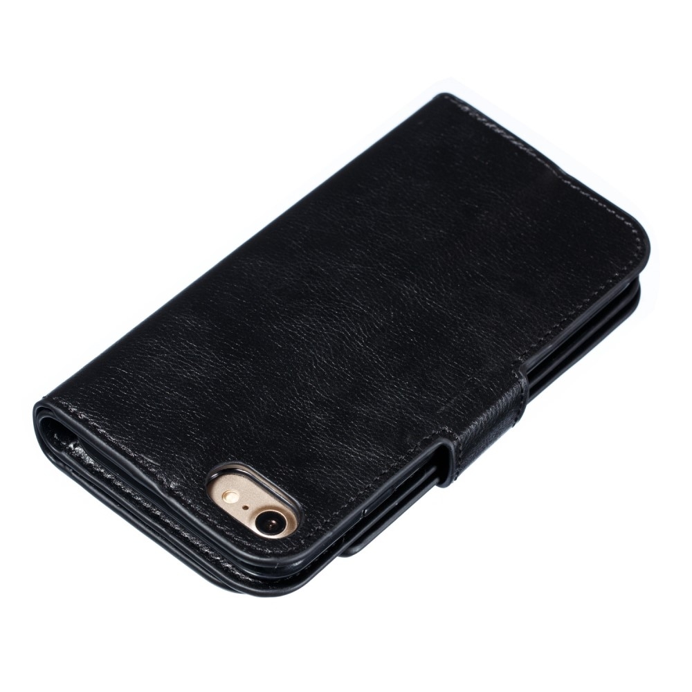 iPhone SE (2022/2020) / 8 / 7 Leder Wallet Etui Tasche mit 9 Kartenfächern - Schwarz