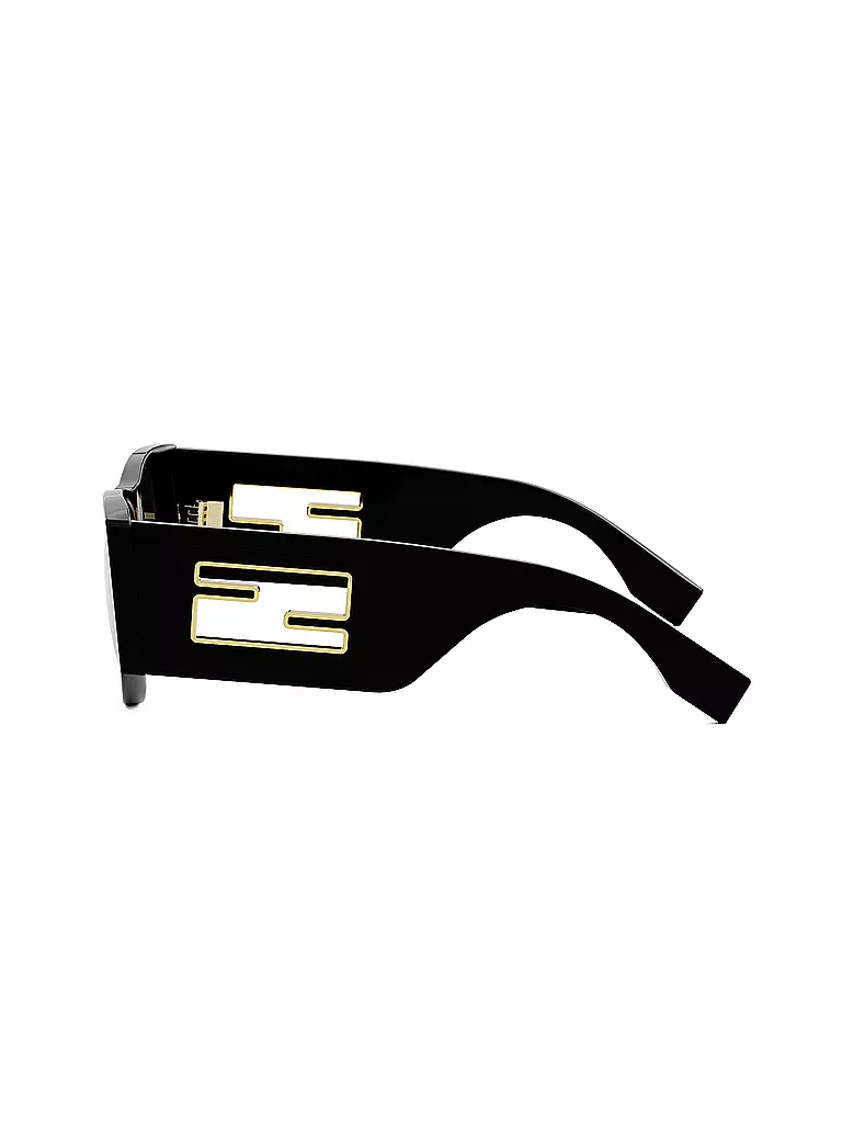 FENDI Baguette schwarze ovale Sonnenbrille schwarz