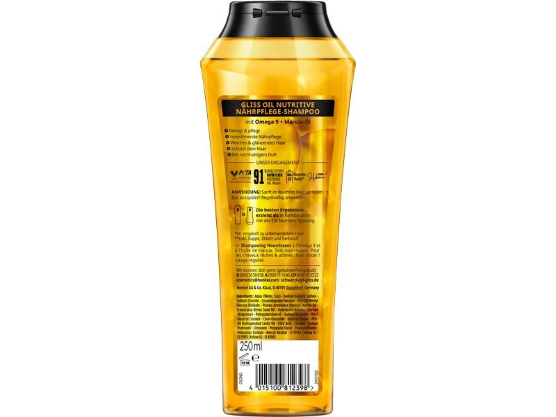 Schwarzkopf GLISS Shampoo Oil Nutritive 250 ml Haarshampoo verleiht Geschmeidigkeit und Glanz