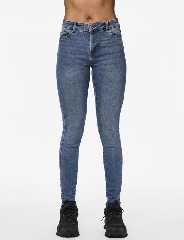 Skinny Fit Jeans - Mid Waist - Mid Wash - 75% Katoen