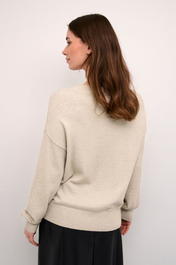Cream CRDela Knit Pullover Oat melange
