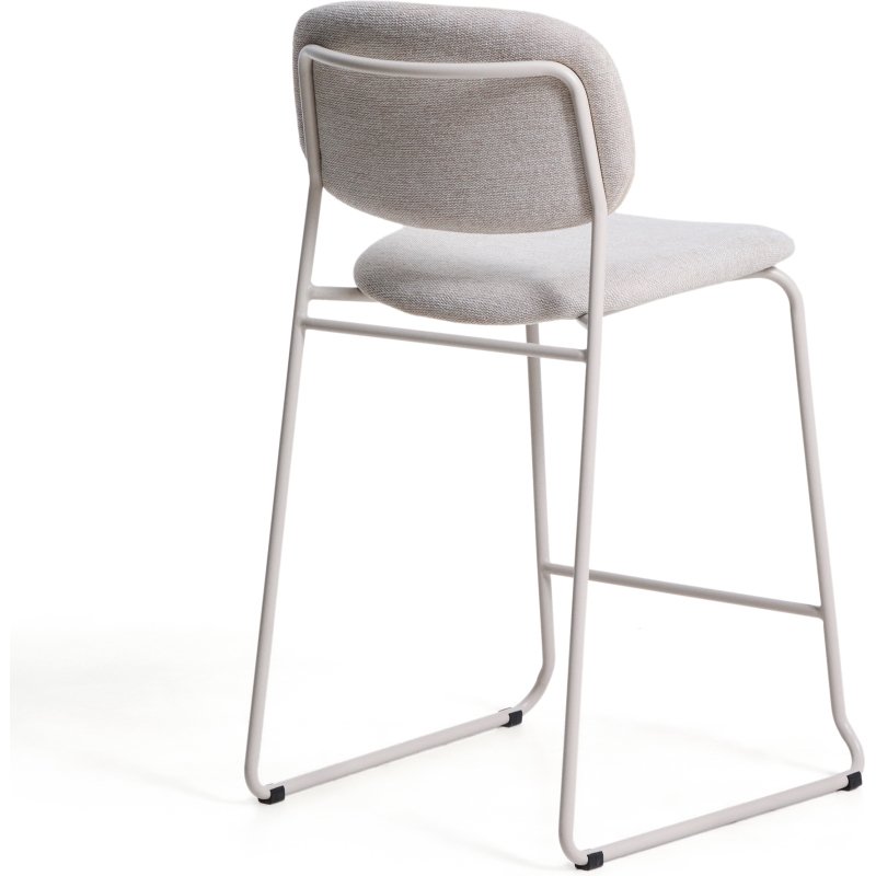 Tabouret empilable Meli en chenille beige et pieds en métal beige H.65 cm