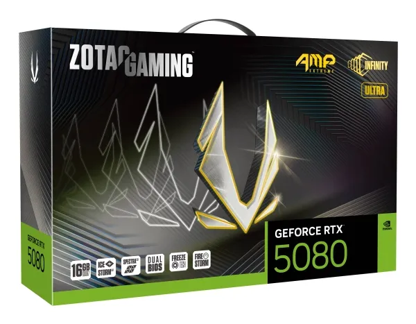 ZOTAC GAMING GeForce RTX 5080 AMP Extreme INFINITY ULTRA - Grafikkort - GeForce RTX 5080 - 16 GB GDDR7 - PCIe 5.0 x16 - 3 x DisplayPort, HDMI