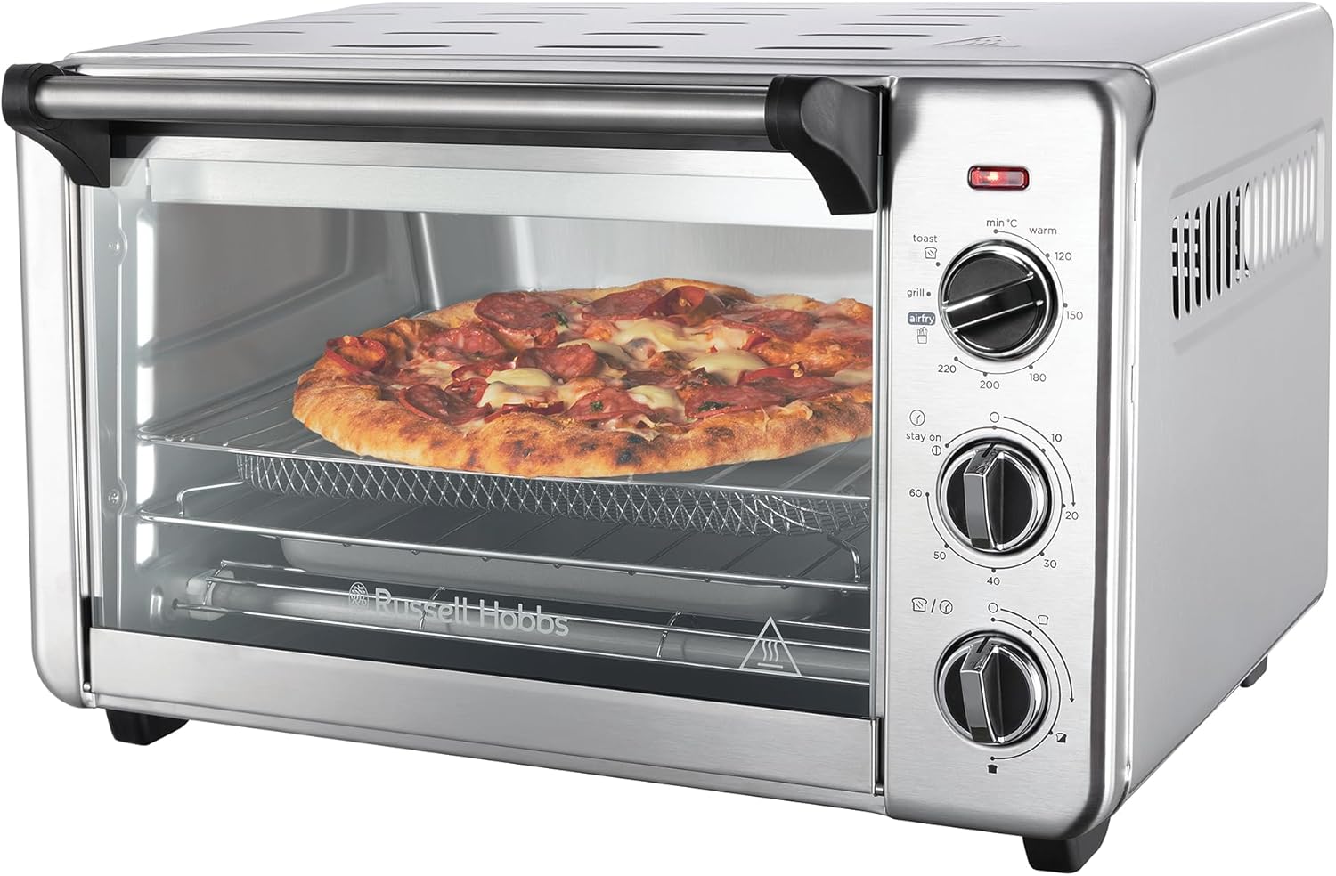 Russell Hobbs Backofen Airfryer [5-in-1: Heißluftfritteuse, Minibackofen, Grill, Toaster, Warmhaltefunktion] Express (20l, Pizza Ø 30cm, inkl. Frittierkorb, Backblech&Grillrost) Umluft- Ofen 26680-56