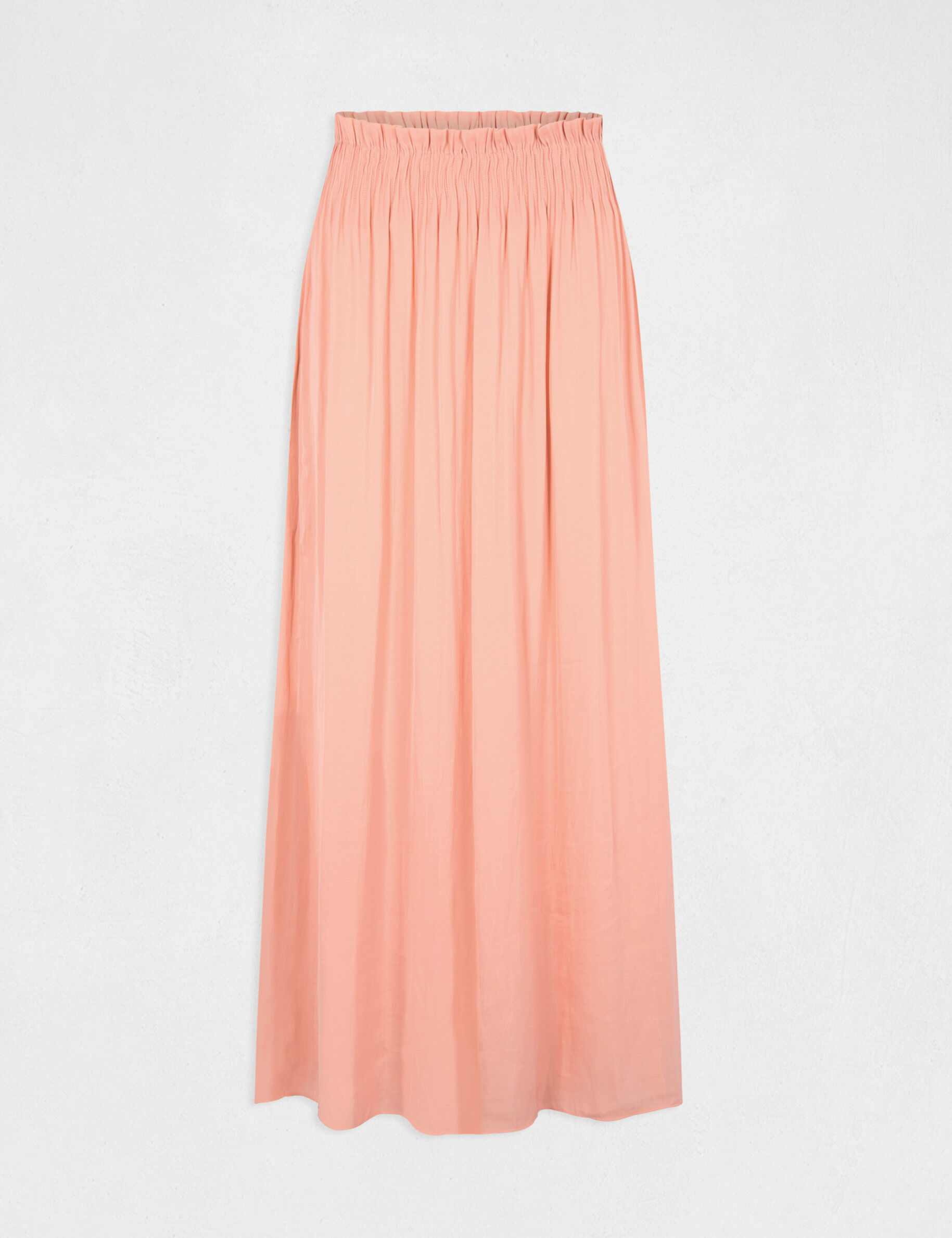 Jupe longue fluide taille élastiquée rose moyen femme - rose_moyen