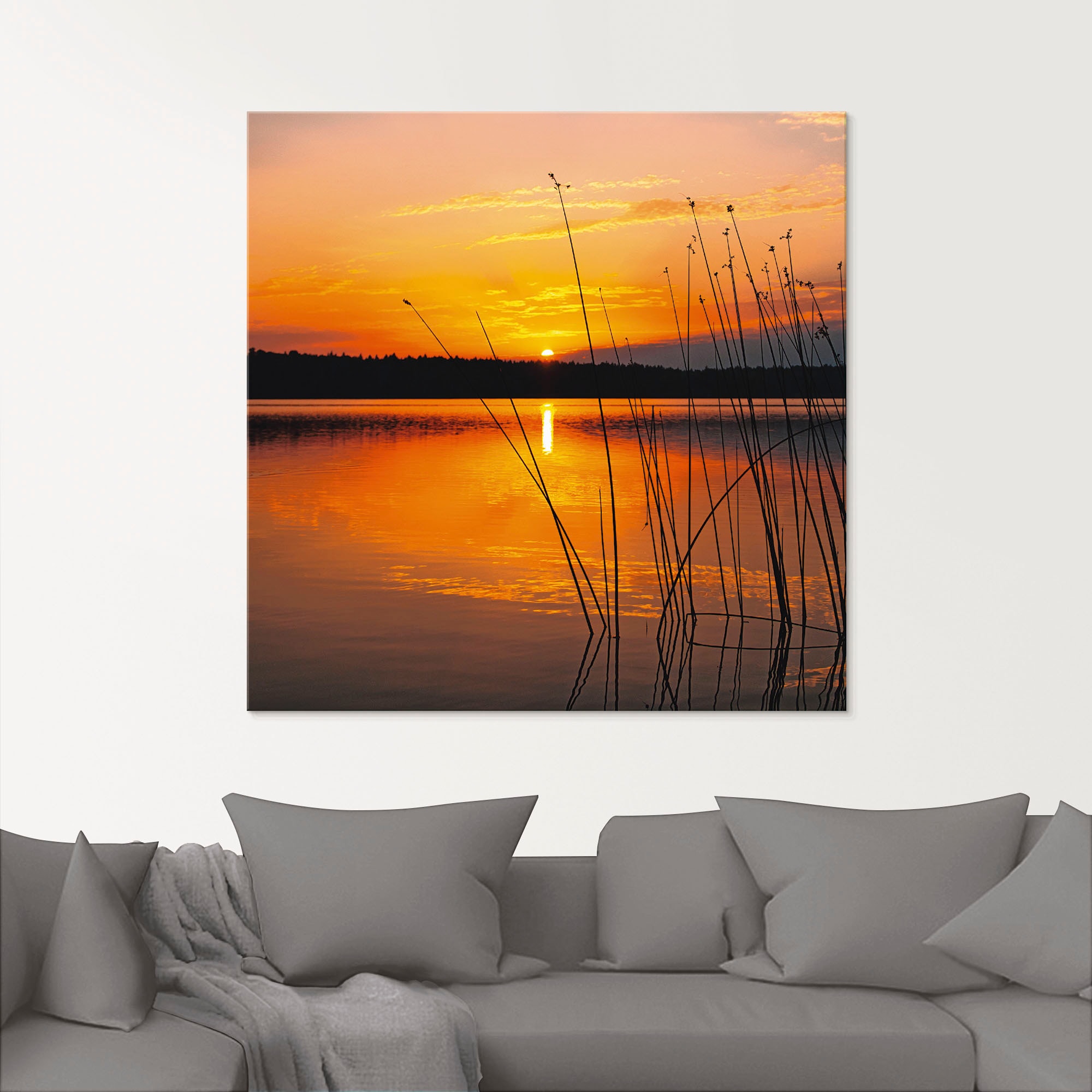 Artland Glasbild »Landschaft mit Sonnenaufgang« Sonnenaufgang & -untergang 1 Stk. tlg. in verschiedenen Grössen