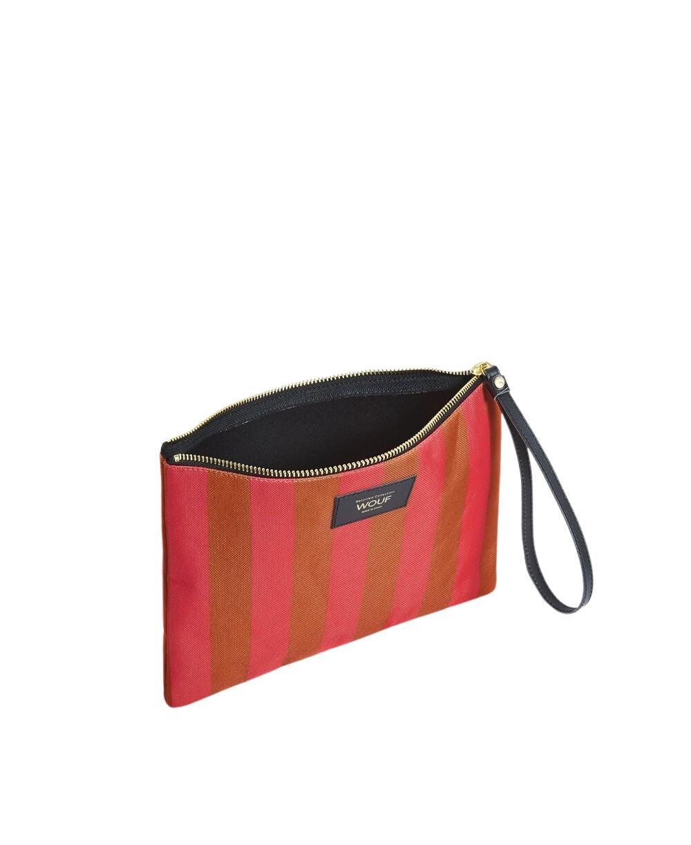 Wouf  Pat clutch, XL - Pink/Brown