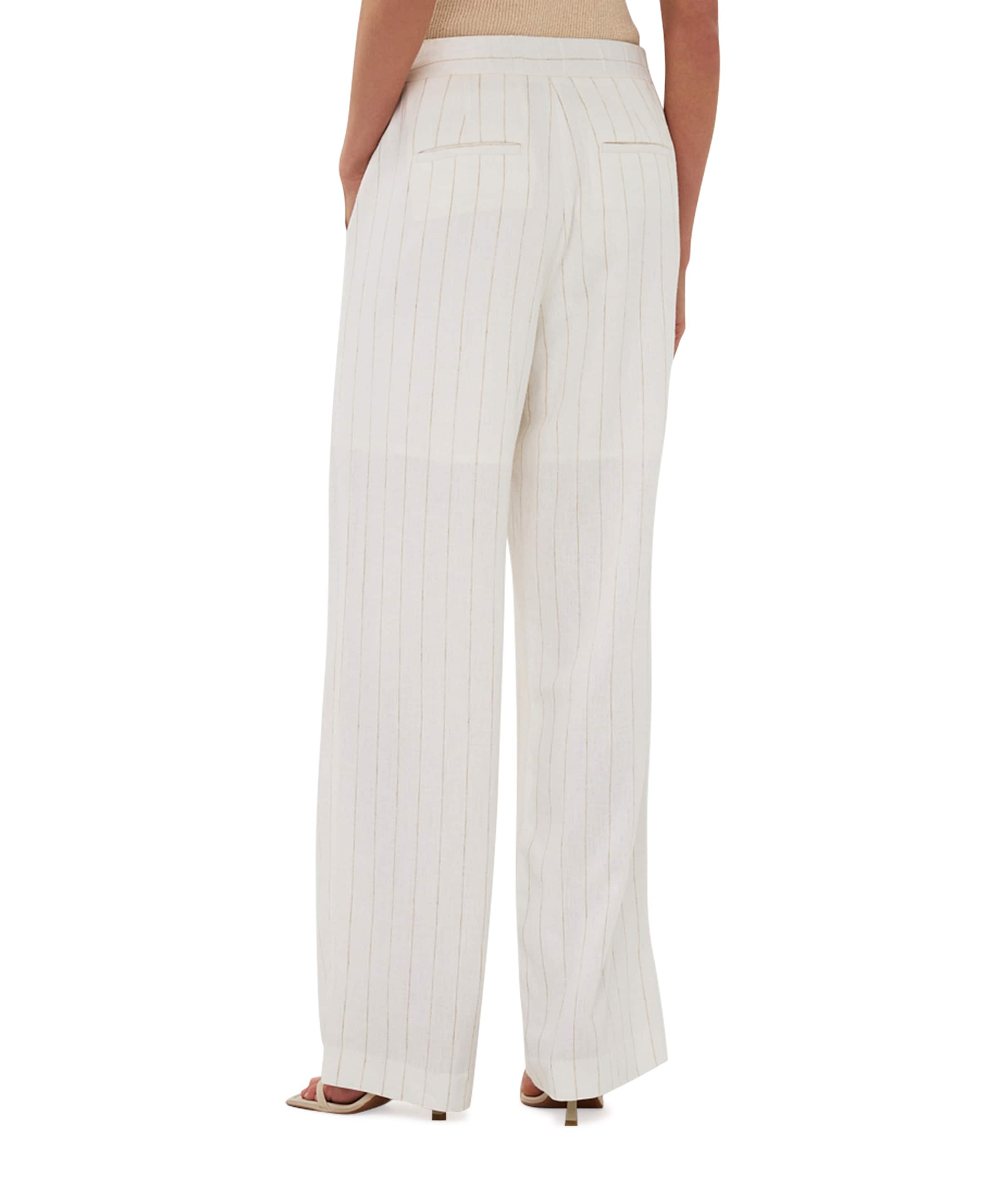 EsQualo Linen striped dames broek ecru