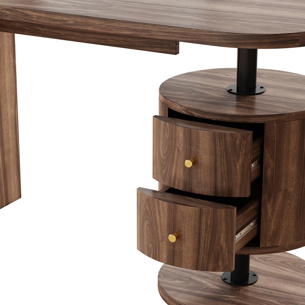 Vicco Schreibtisch Lara, Eiche rustikal, 120 x 50 cm mit 2 Schubladen