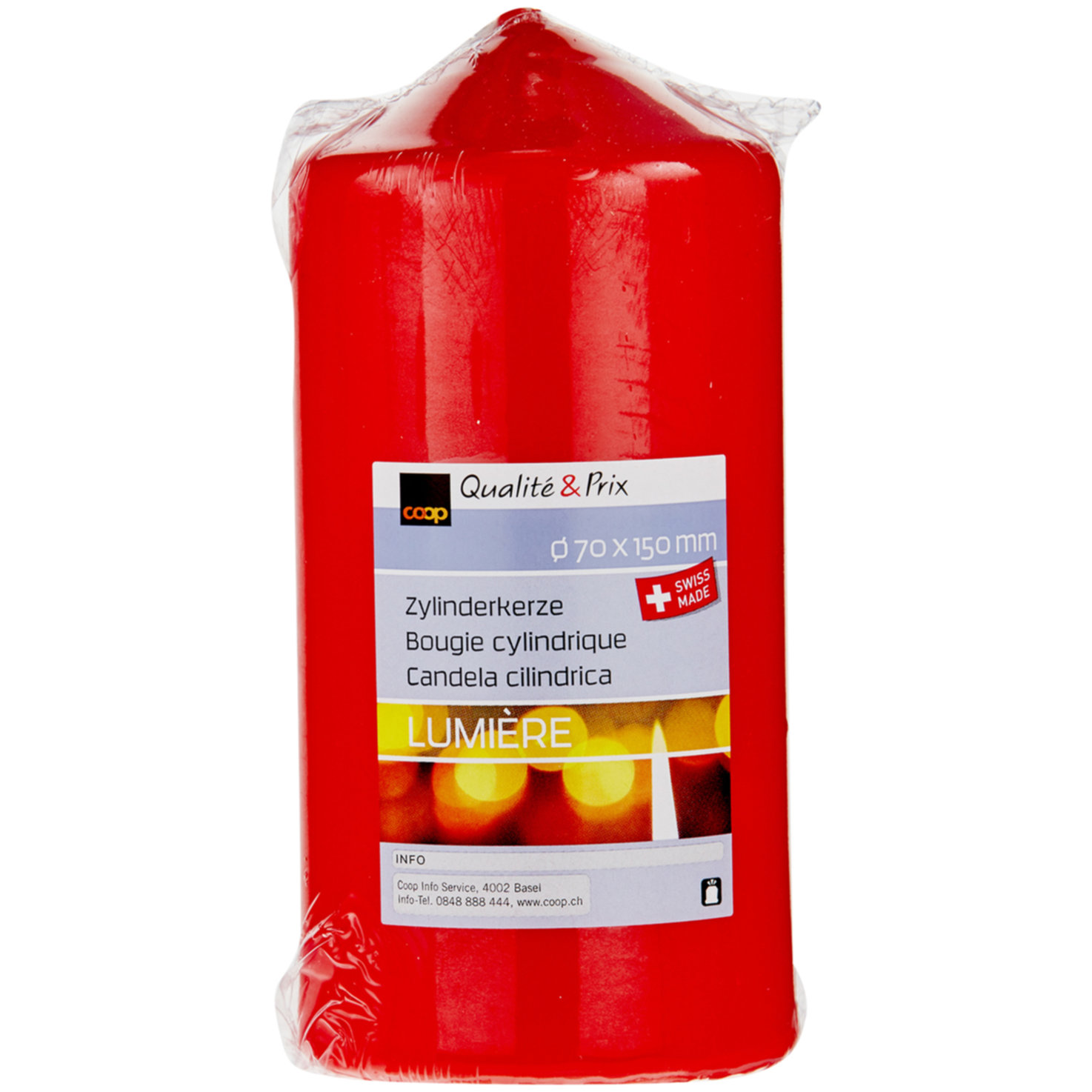 Zylinderkerze 70x150mm rot