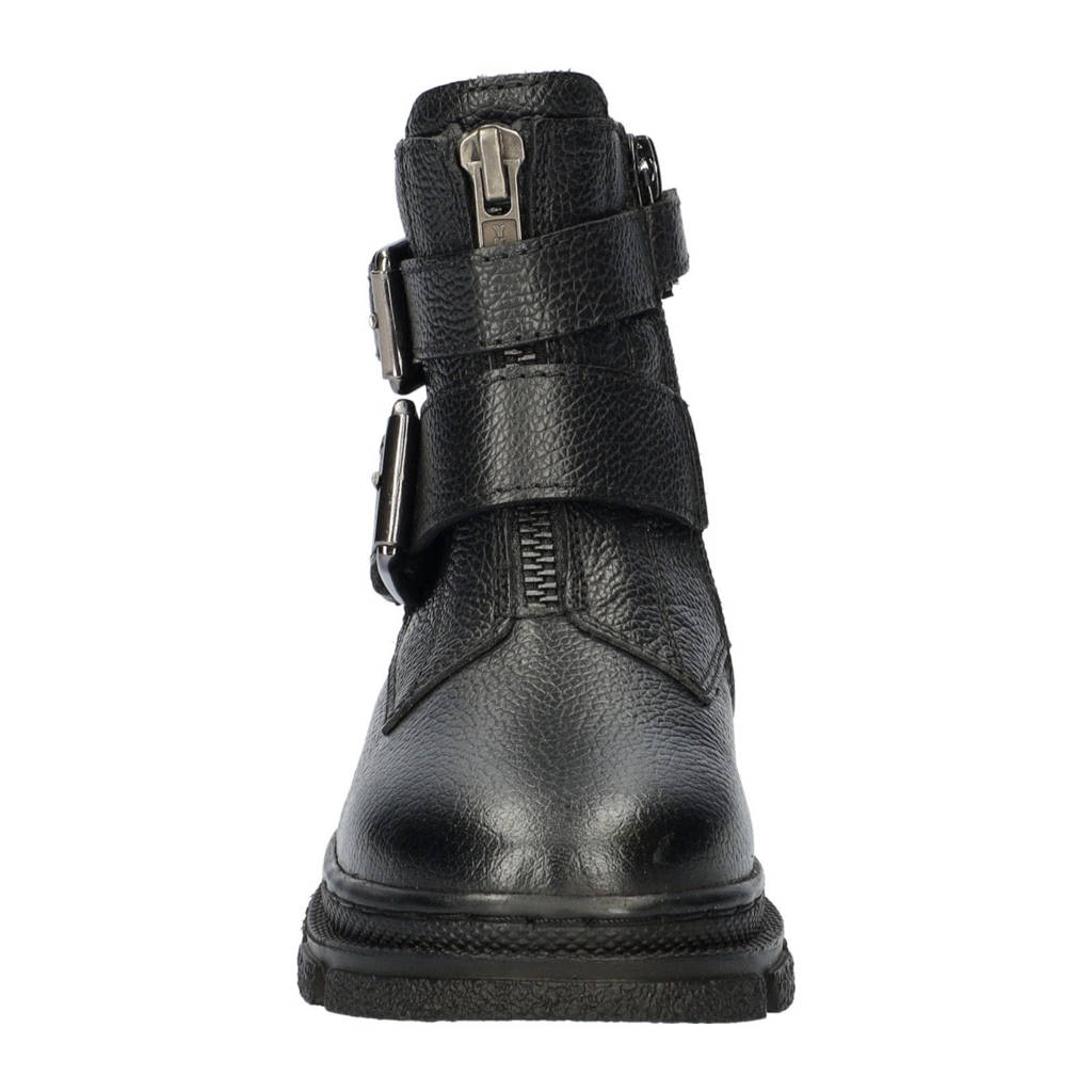 Nelson Kids leren bikerboots zwart