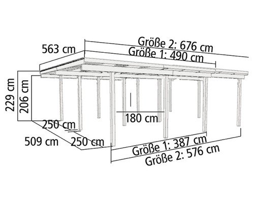 Dubbele carport Karibu Eco 1A PVC panelen zonder fittingen 527x387 cm drukgeïmpregneerd