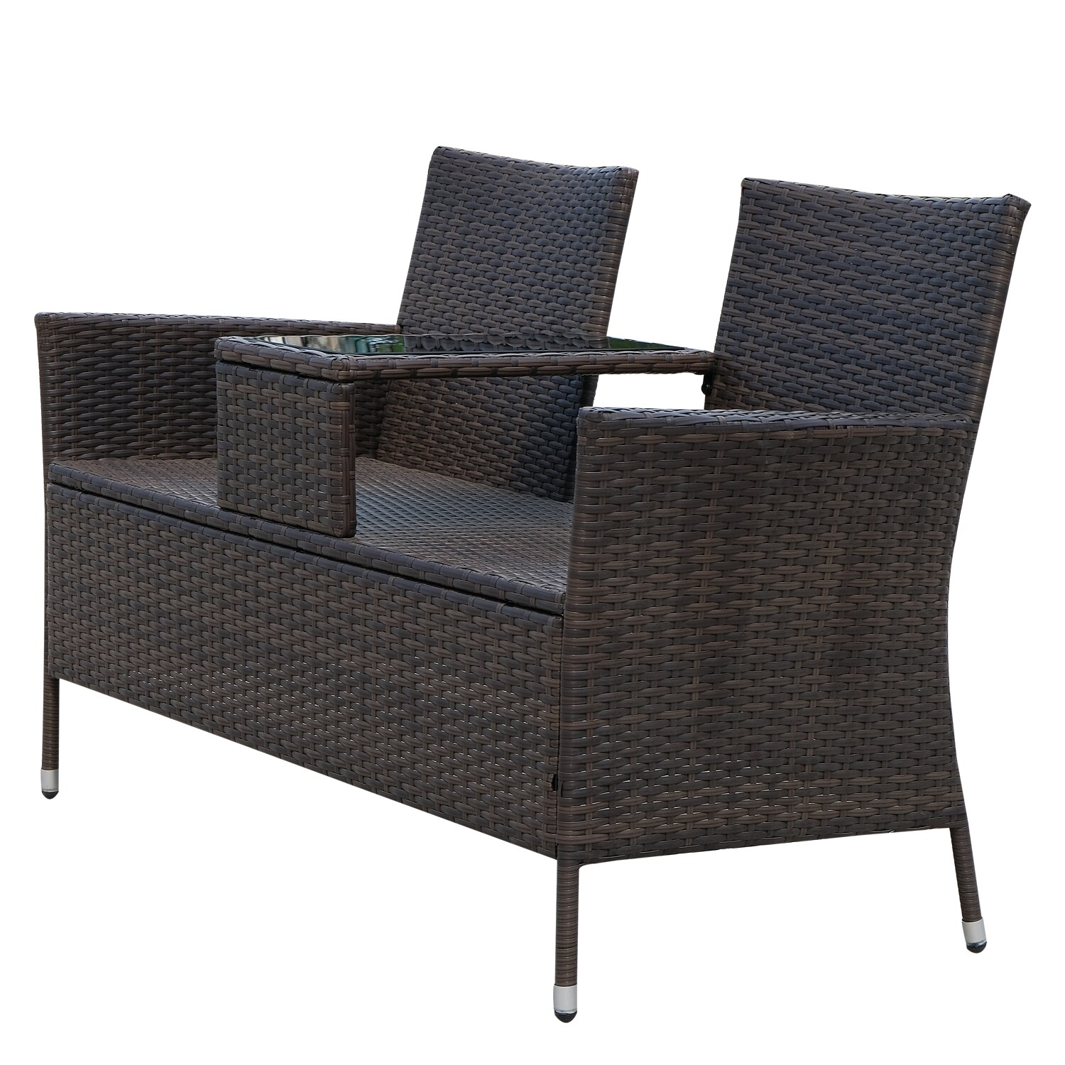 Outsunny Polyrattan Gartenbank 133 x 63 x 84 cm (LxBxH)