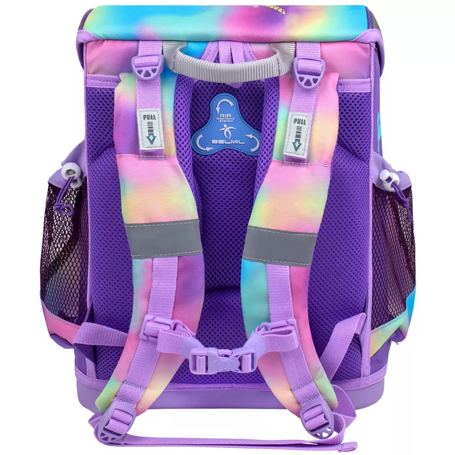 Belmil Schulranzen Mini Fit Schulranzen Set 4-teilig mit Brustgurt Rainbow Color