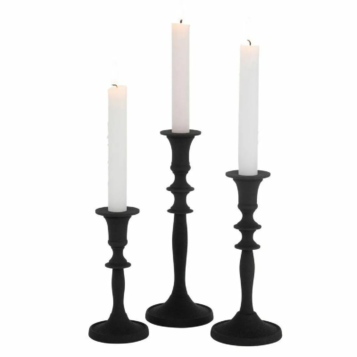 Lot de Bougeoirs Noir - Paris Prix
