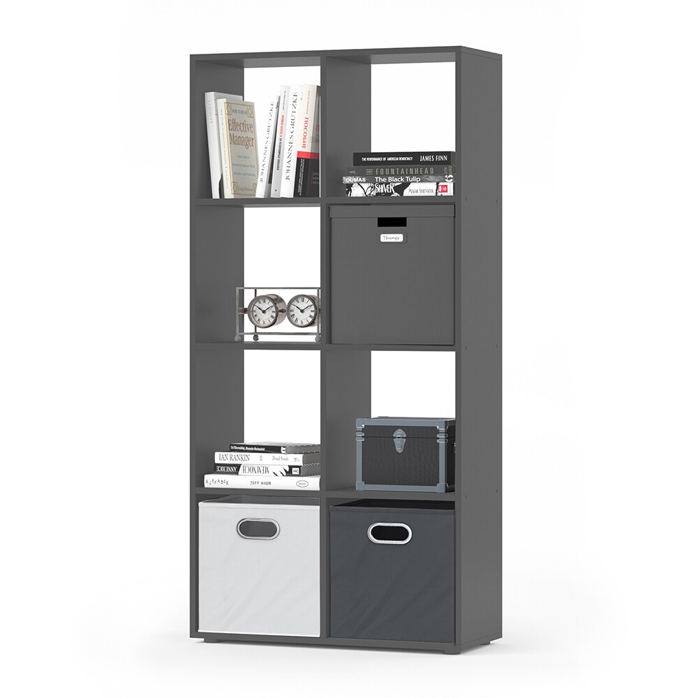 Vicco Raumteiler Standregal Bücherregal 8 Fächer Scutum Grau Hochregal CD-Regal