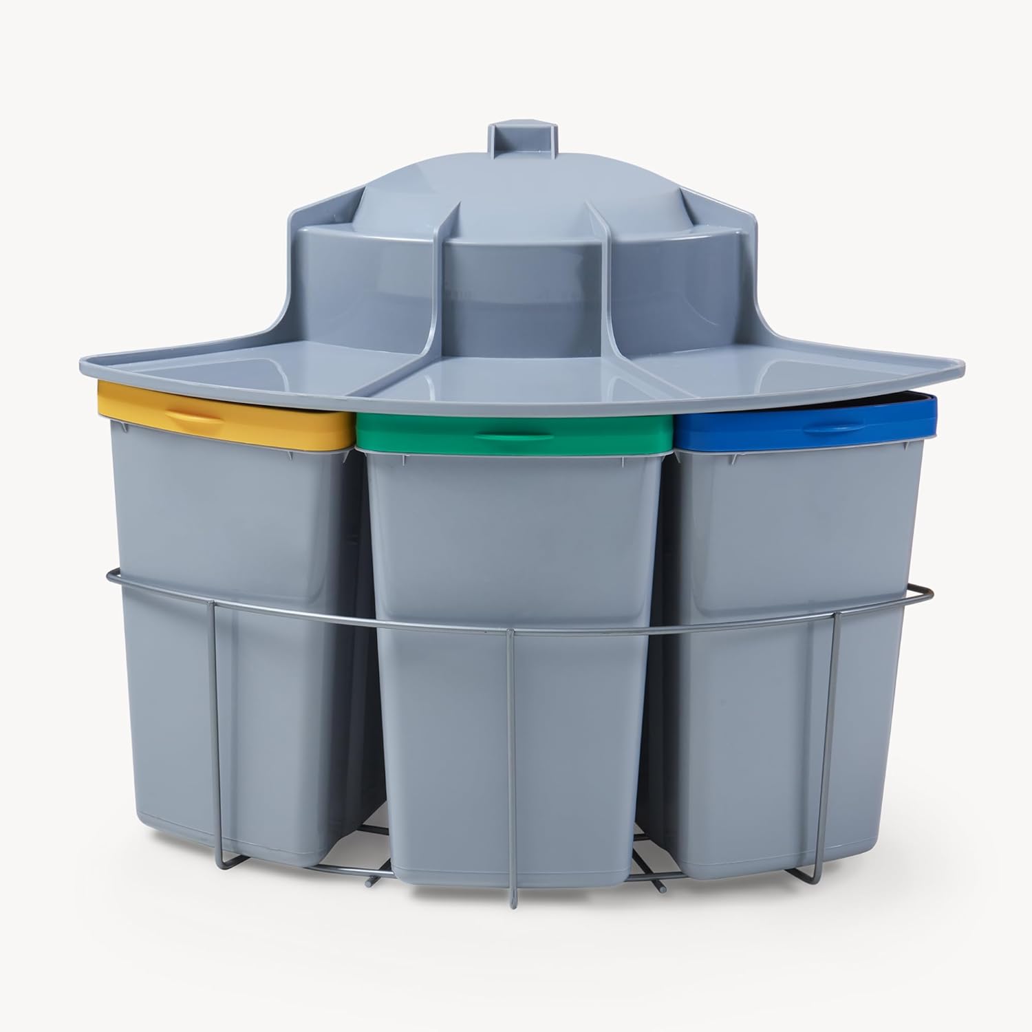 [en.casa] Einbau-Mülleimer Küche Kollby Mülltrennsystem 4fach für Unterschrank 50 cm breit 3 x 6L+1 x 12L Einbaumülleimer schwenkbar mit Deckel Grau