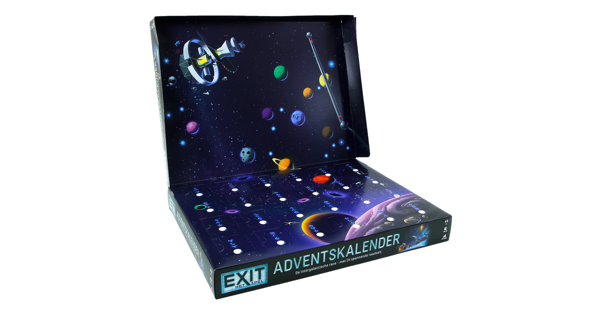 999 GamesEXIT Adventskalender: De intergalactische race Bordspel  (Nederlands, 1 speler, 24 dagen, Vanaf 10 jaar)